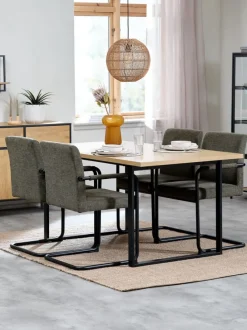 AABENRAA L160 bord eg + 4 ESPE stole olivengrøn/sort