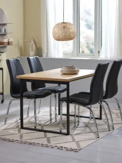 AABENRAA L120 bord eg + 4 HAVNDAL stole sort