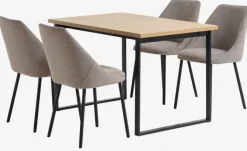 AABENRAA L120 bord eg + 4 VELLEV stole sand/sort