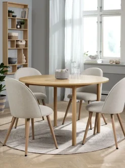 ALSTED Ø120 bord eg + 4 THORUP stole beige/eg