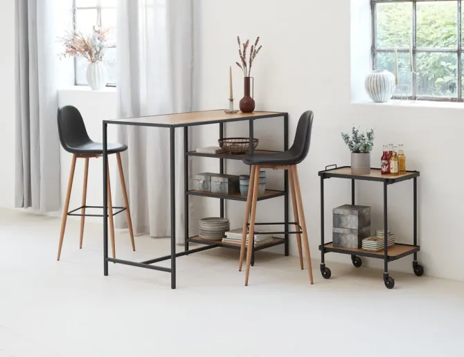 Barbord TRAPPEDAL 60x120 eg/sort