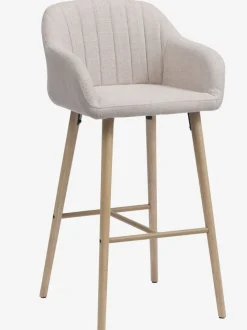 Barstol ADSLEV beige stof/egefarve