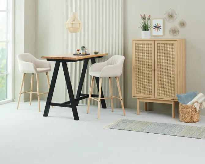 Barstol ADSLEV beige stof/egefarve