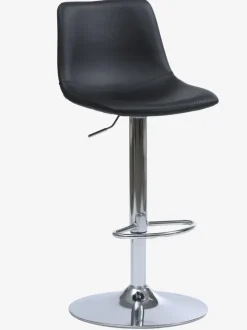 Barstol BROAGER sort kunstlæder/krom
