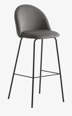 Barstol GRINDSTED grå velour/sort