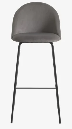 Barstol GRINDSTED grå velour/sort