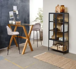 Barstol GRINDSTED grå velour/sort