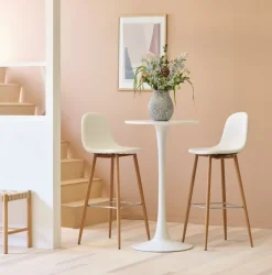 Barstol JONSTRUP hvid kunstlæder/egefarve