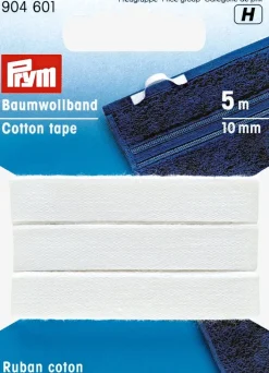 Bændler bomuld 5m 10 mm hvid