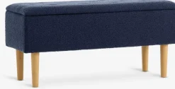 Bænk BADSTED m/opbevaring mørkeblåt stof