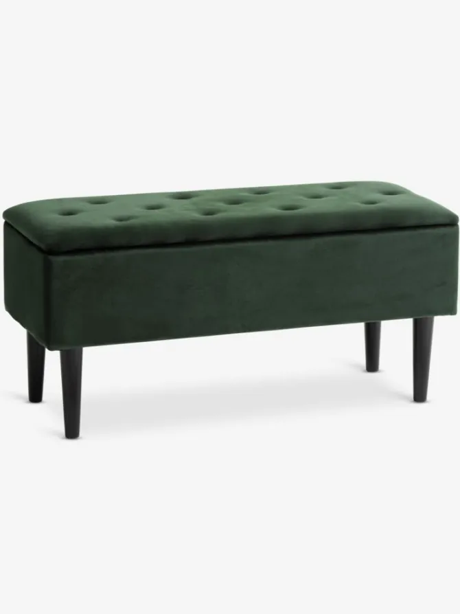 Bænk BADSTED m/opbevaringsplads grøn velour