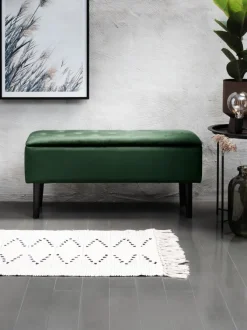 Bænk BADSTED m/opbevaringsplads grøn velour