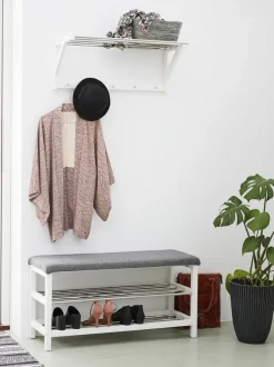 Bænk EGESKOV m/skohylder stål/hvid