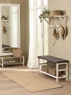 Bænk EGESKOV m/skohylder stål/hvid