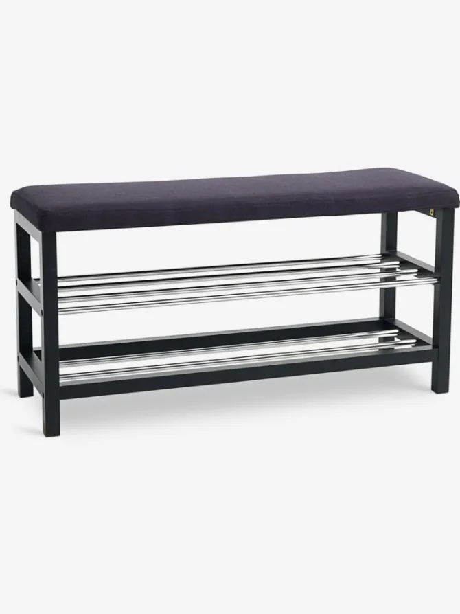 Bænk EGESKOV m/skohylder stål/sort