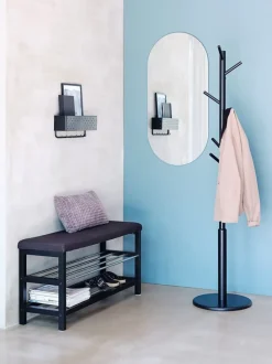 Bænk EGESKOV m/skohylder stål/sort