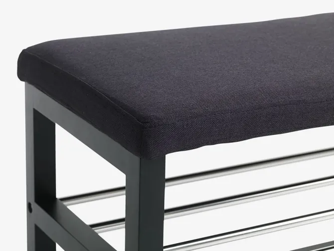 Bænk EGESKOV m/skohylder stål/sort