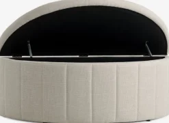 Bænk KAPPEL m/opbevaring lyst sandfarvet stof