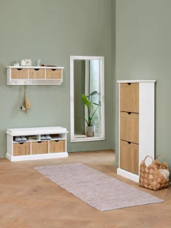 Bænk OLDEKROG 3 skuffer hvid/eg