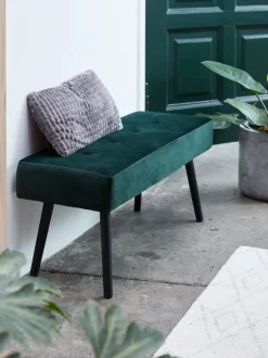 Bænk RJUKAN mørkegrøn velour/sort