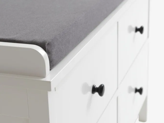 Bænk TERPET 4 skuffer m/hynde hvid