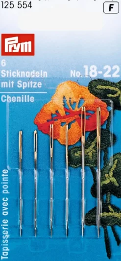 Broderinåle sølvfarvet spids 18-22