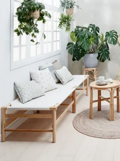 Daybed FRYDENDAL 196x72 beige stof/bambus