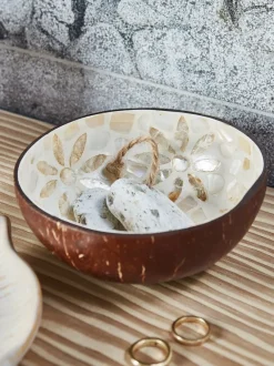 Dekorationsskål BLEKET malet kokosnød