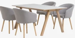 EGEBJERG L250 bord lysegrå + 4 KLOSTER stole lysegrå