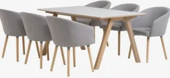 EGEBJERG L250 bord lysegrå + 4 KLOSTER stole lysegrå