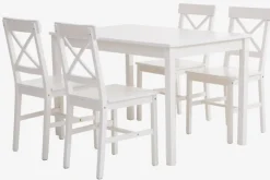 EJBY L118 bord hvid + 4 EJBY stole hvid