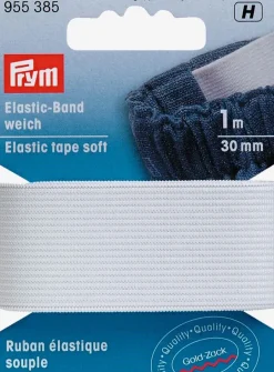 Elastisk tape blød 30 mm 1m/pk hvid