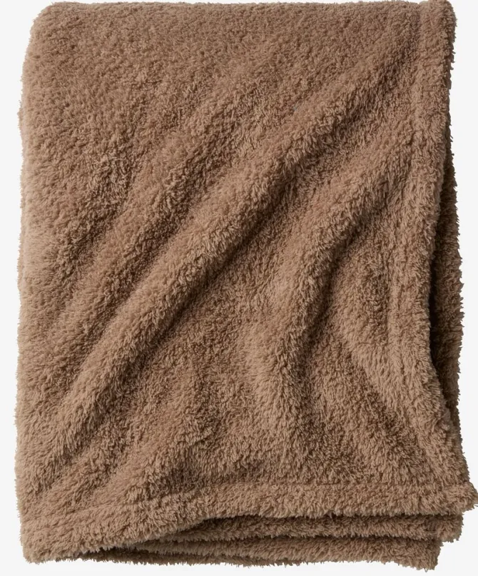 Fleeceplaid HASSELURT 130x170 mørk sand