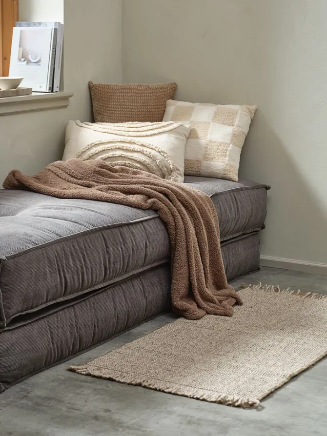 Fleeceplaid HASSELURT 130x170 mørk sand