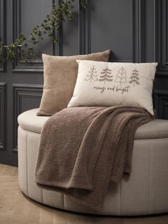 Fleeceplaid HASSELURT 130x170 mørk sand