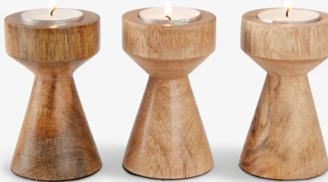 Fyrfadsstage JOHAN Ø6xH10cm træ