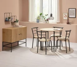 GADSTRUP Ø85 bord + 4 GADSTRUP stole sort/egefarve