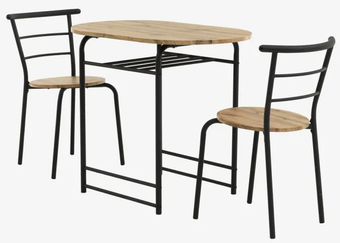 GADSTRUP L92 bord + 2 GADSTRUP stole sort/egefarve