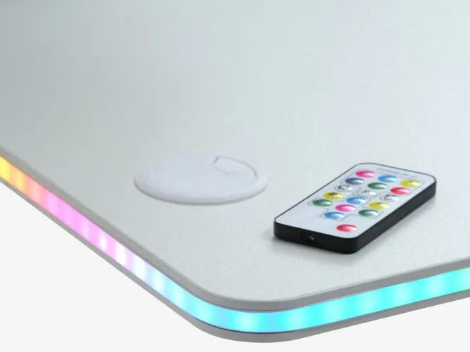 Gamer-bord HALBJERG 65x135 m/LED hvid