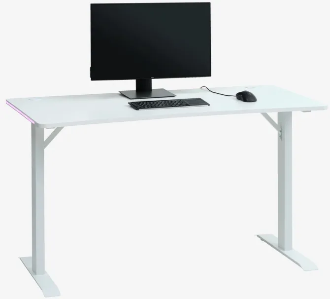 Gamer-bord HALBJERG 65x135 m/LED hvid