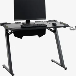 Gamer-bord LINDHOLM m/LED-lys og kopholder sort