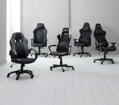 Gamer-stol AGGESTRUP grå kunstlæder/sort mesh