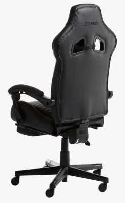 Gamer-stol HALLUM med benstøtte sort kunstlæder