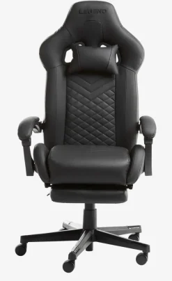 Gamer-stol HALLUM med benstøtte sort kunstlæder