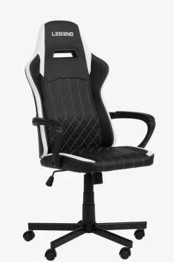Gamer-stol LERBJERG sort/hvid kunstlæder
