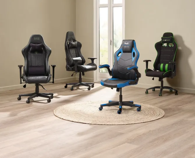 Gamer-stol RANUM med LED sort kunstlæder/sort