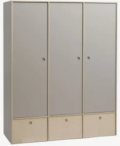 Garderobeskab ANNISSE 160x200 3 låger grå/natur