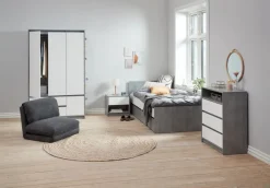 Garderobeskab BILLUND 119x193 hvid/beton