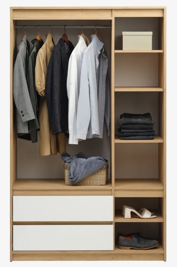 Garderobeskab BILLUND 119x193 hvid/eg