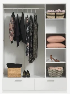 Garderobeskab ELLESTED 144x200 3 låger 2 skuffer hvid